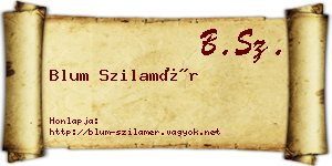 Blum Szilamér névjegykártya